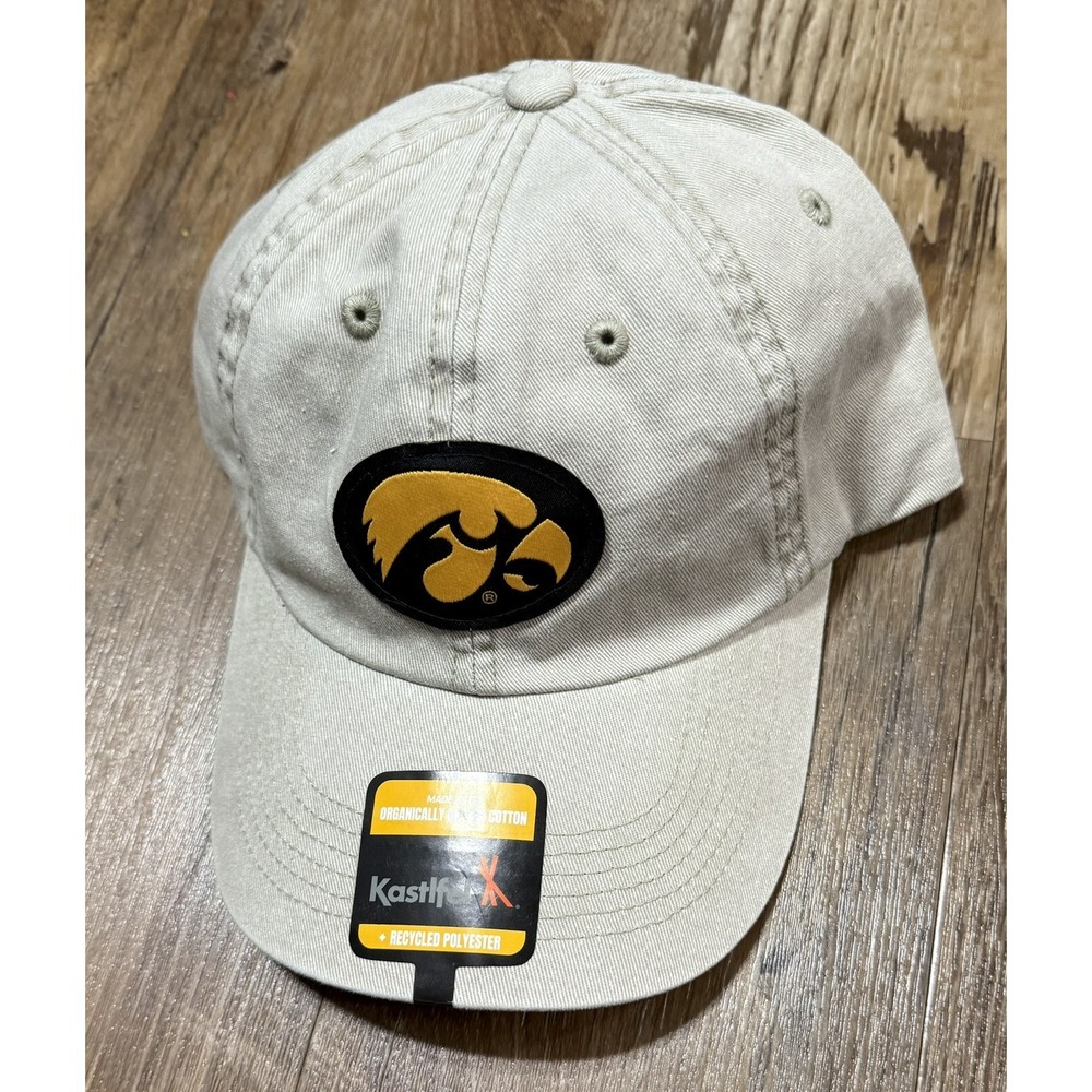Iowa Hawkeyes Tan khaki Hat One Size Organic Cotton NWT Adjustable Kastlfel